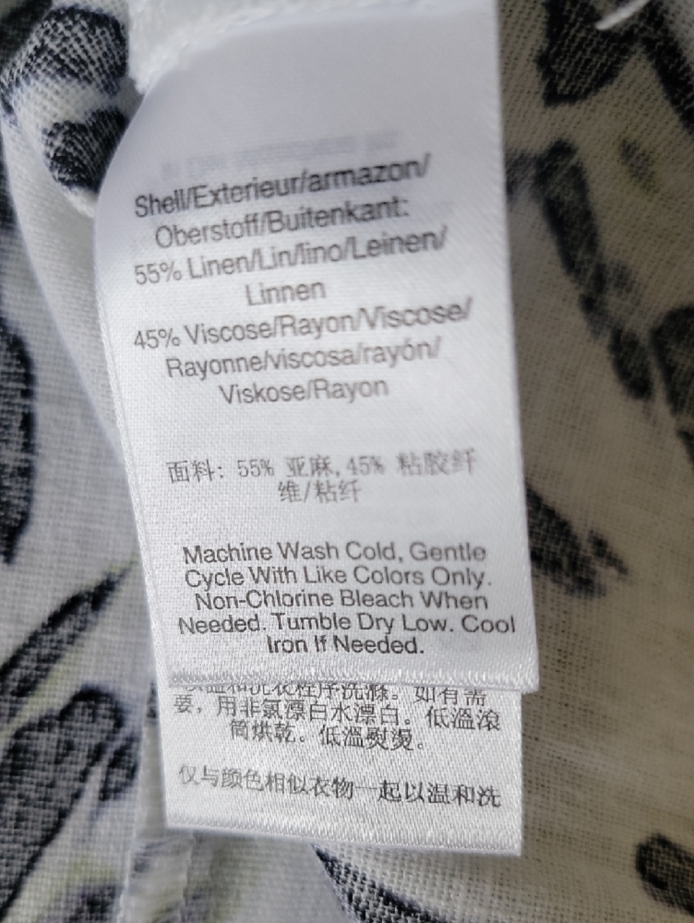 DKNY Black, White and Yellow Abstract Boxy Crop Top Linen Blend, Size M - Picture 4 of 6